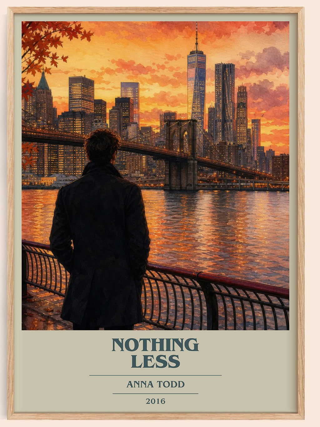 Nothing less book cover book poster by Anna Todd – framed literary art print