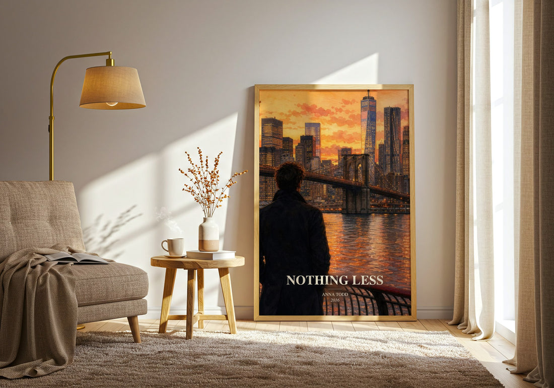 Nothing less watercolour print in frame leaning in hallway – romance wall art