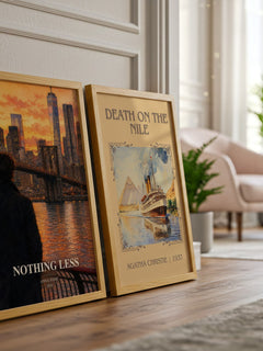 Nothing less watercolour print framed by window – literary home decor