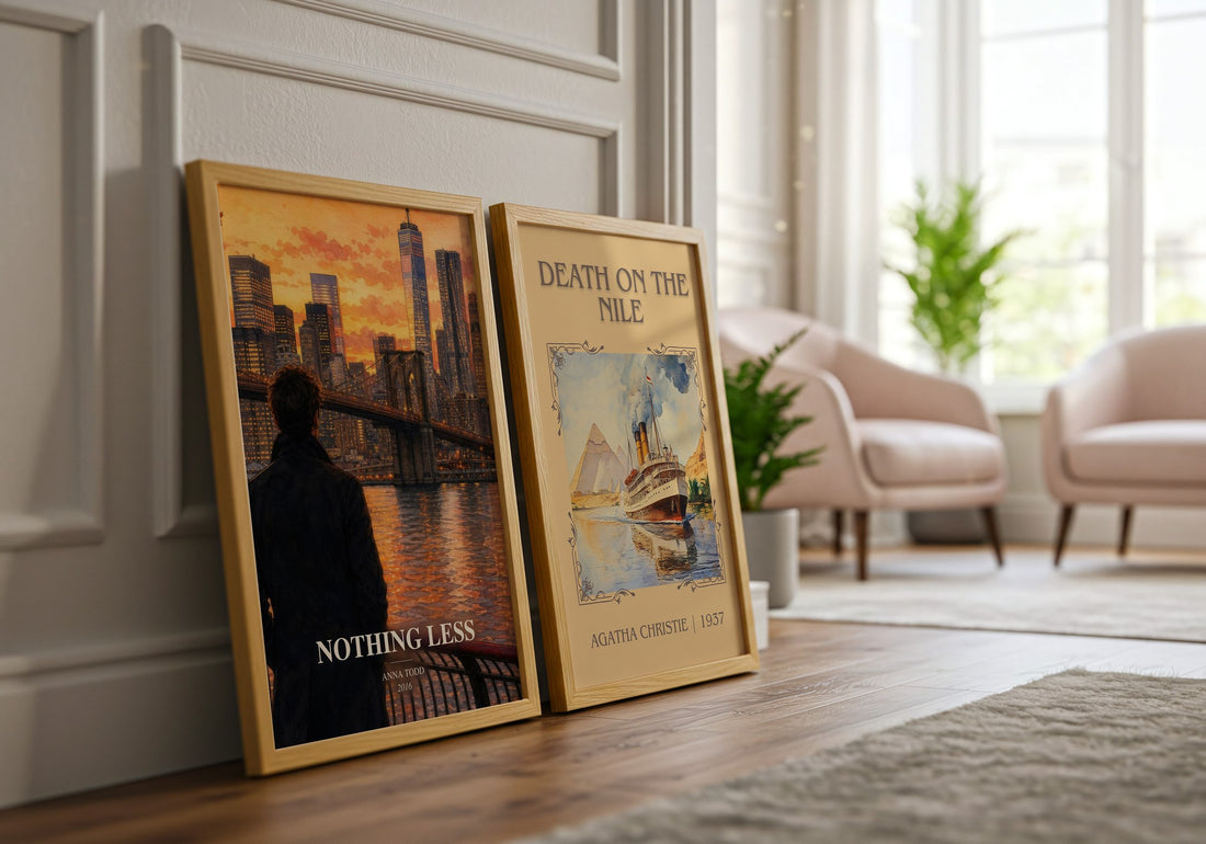 Nothing less watercolour print framed by window – literary home decor