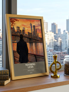 Nothing less book cover print framed by window – literary home decor