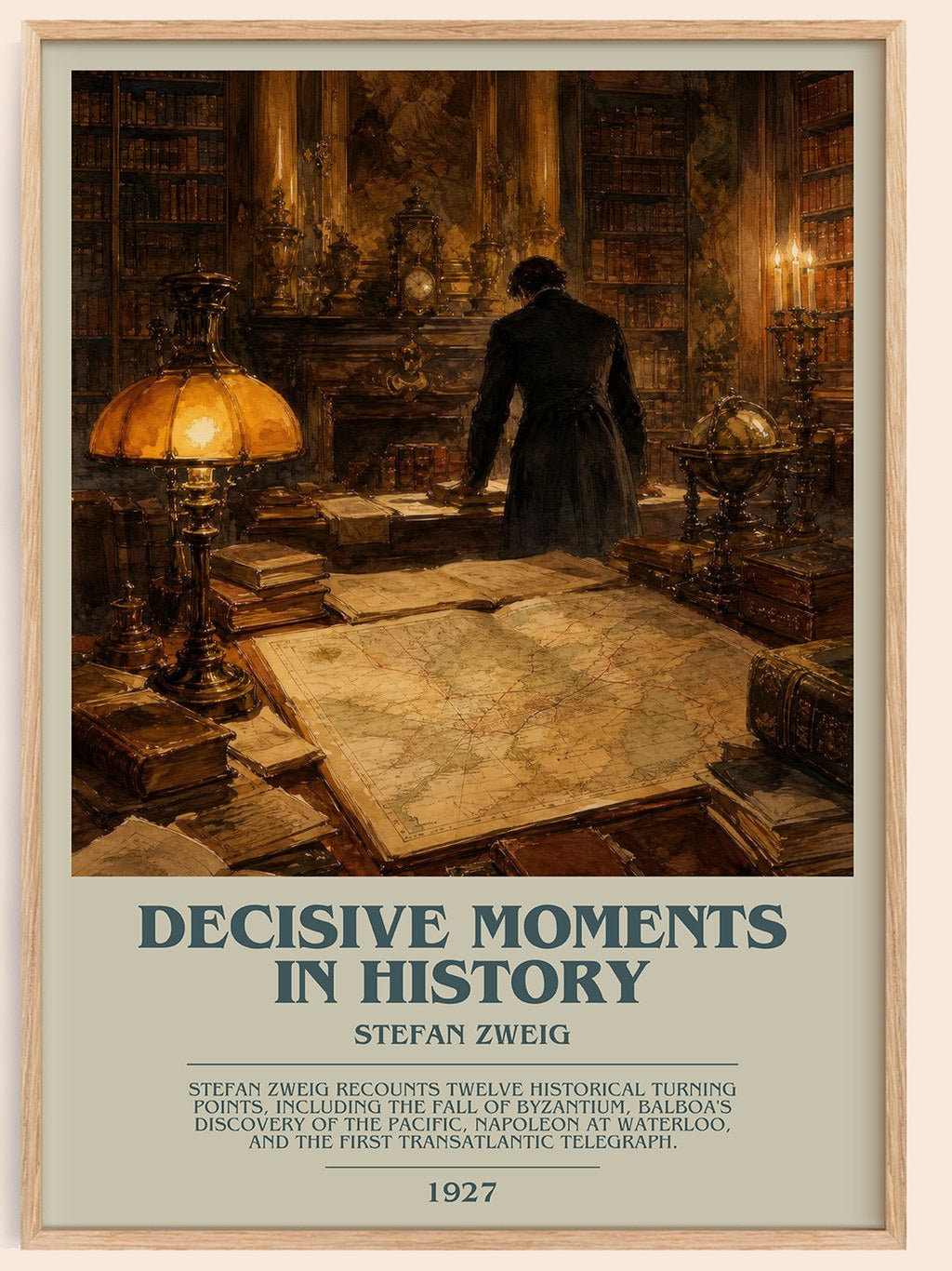 Decisive moments in history bookish book poster by Stefan Zweig – framed literary art print