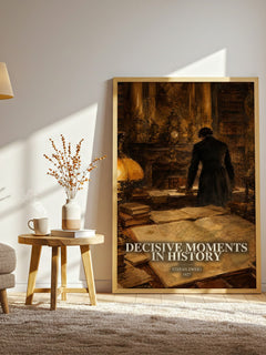 Decisive moments in history watercolour print in frame leaning in hallway – non fiction wall art