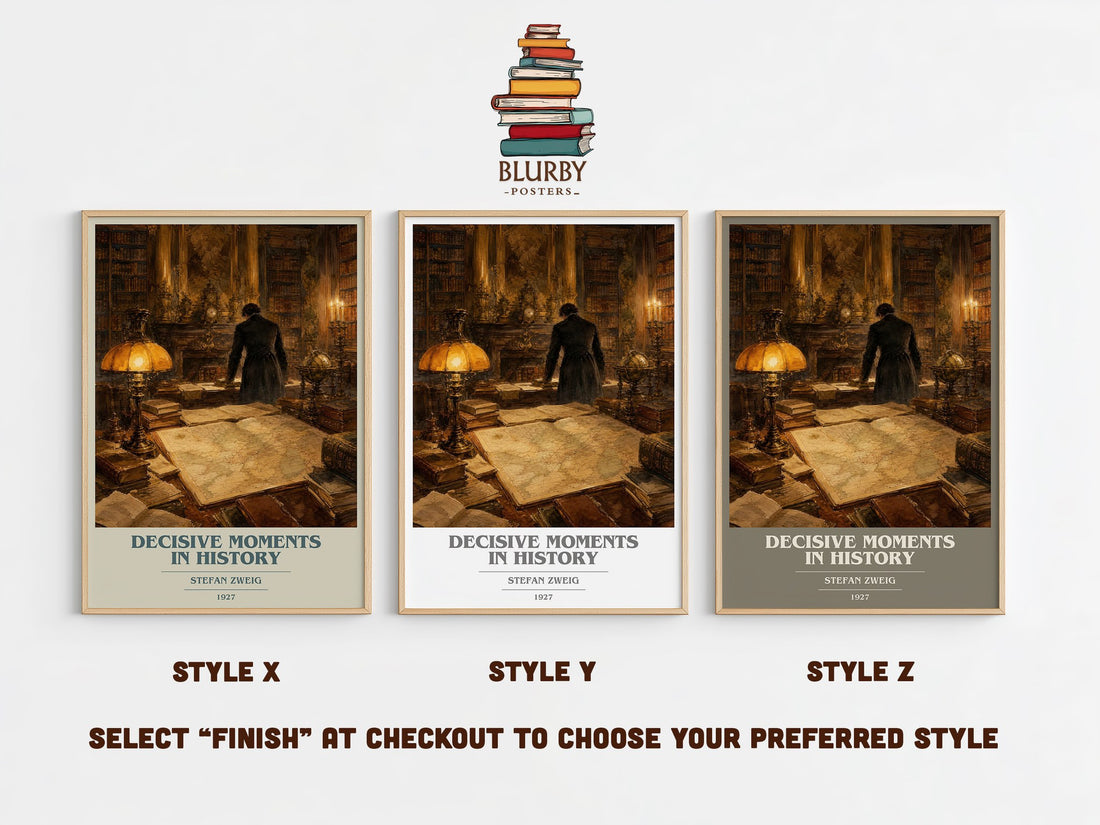 Decisive moments in history book cover print in frame leaning in hallway – non fiction wall art (mockup)
