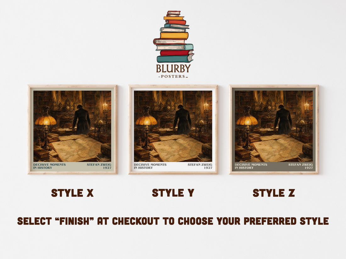 Decisive moments in history literary print in frame leaning in hallway – non fiction wall art (mockup)