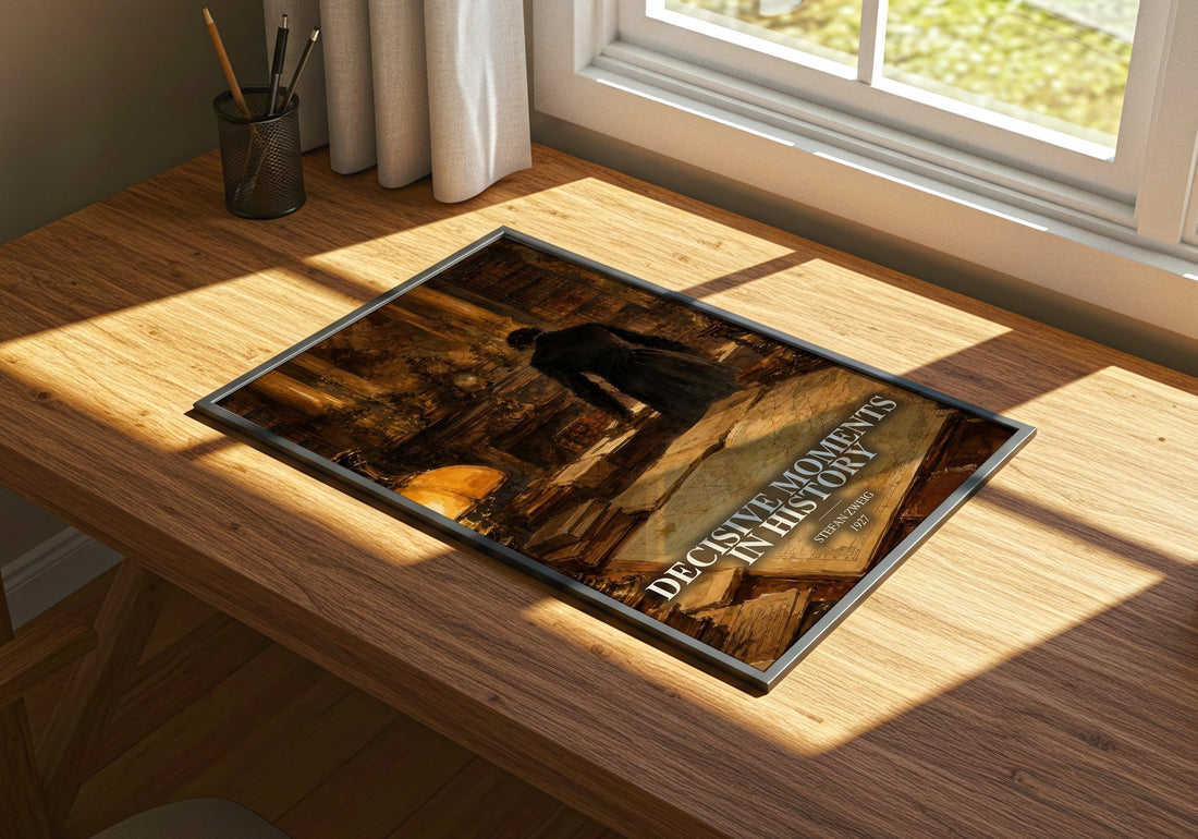 Decisive moments in history watercolour book poster framed on wall – non fiction wall art