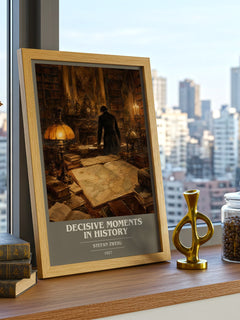 Decisive moments in history book cover print framed by window – literary home decor