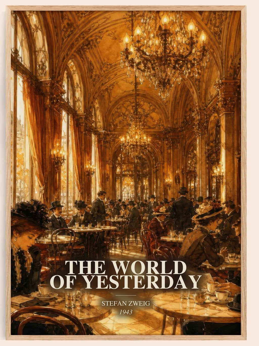 The World of Yesterday watercolour book poster by Stefan Zweig – framed literary art print