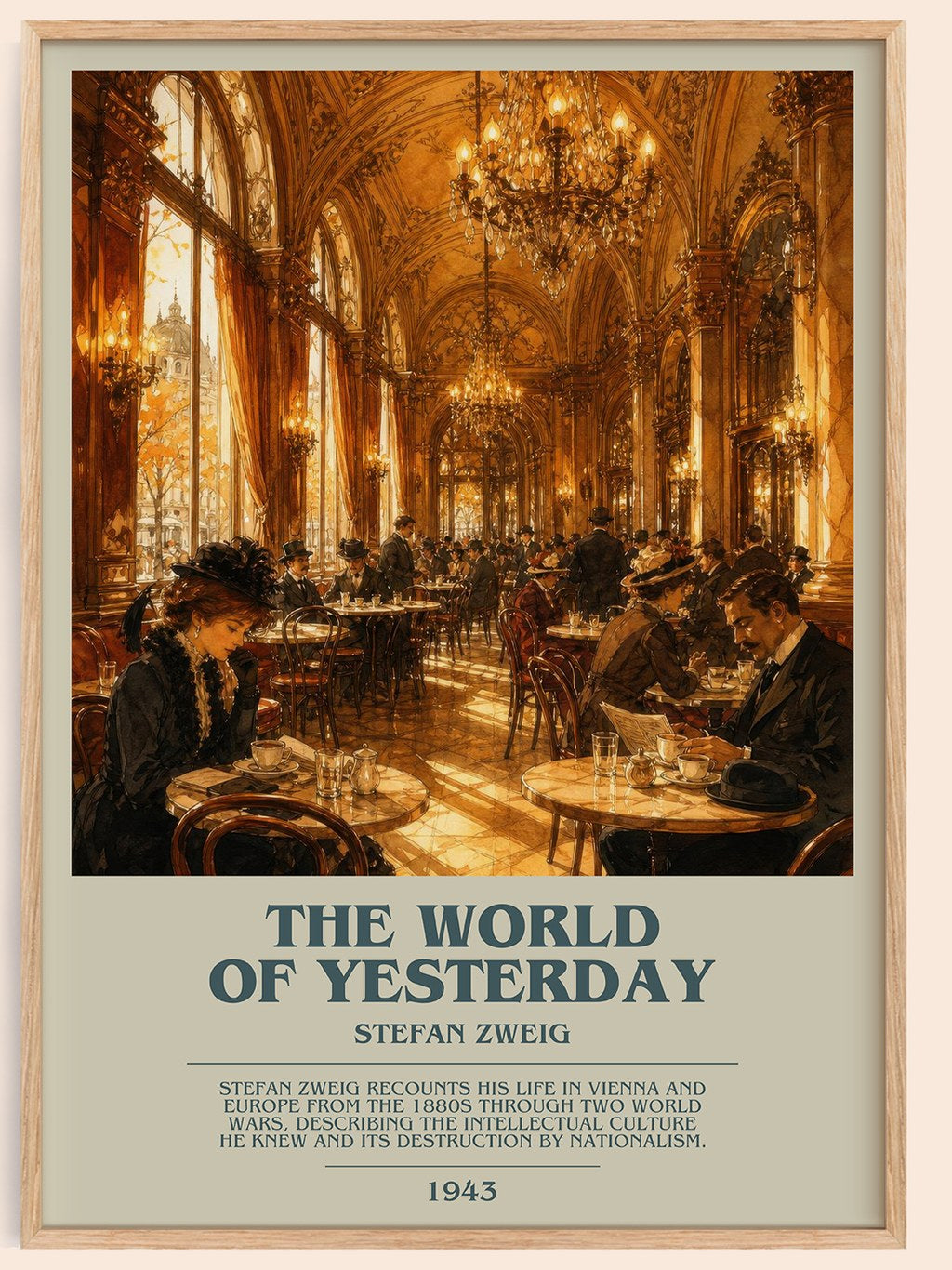 The World of Yesterday bookish book poster by Stefan Zweig – framed literary art print