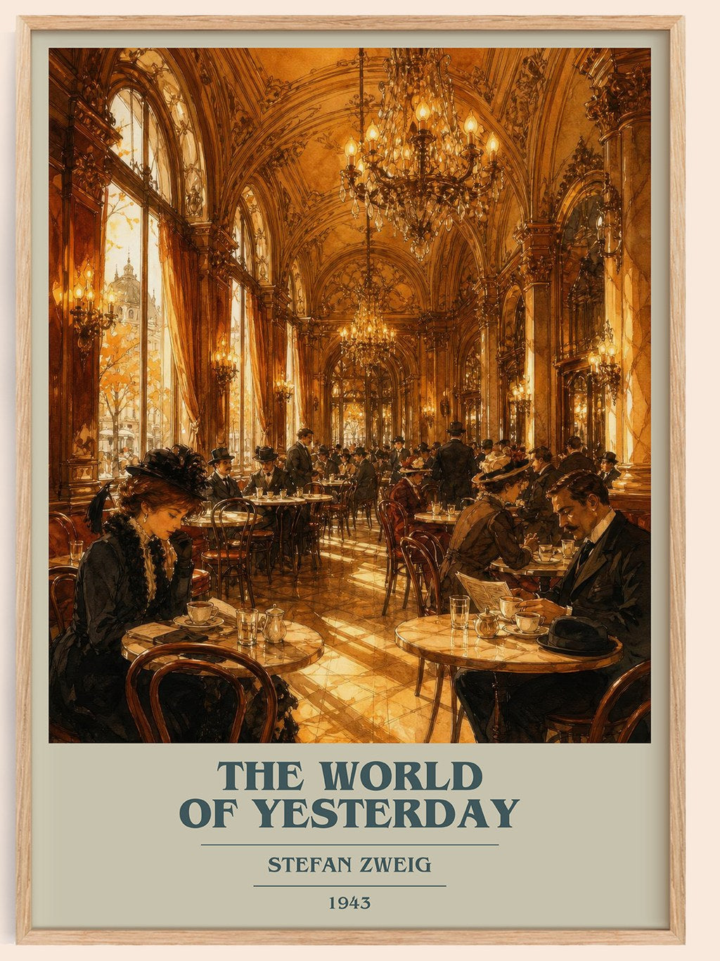 The World of Yesterday book cover book poster by Stefan Zweig – framed literary art print