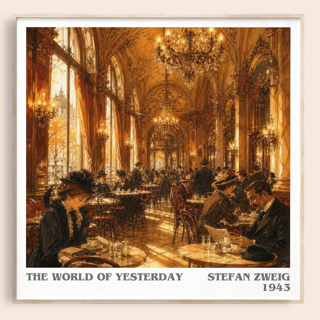 The World of Yesterday literary book poster by Stefan Zweig – framed literary art print