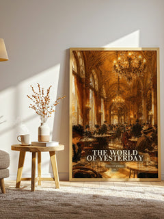 The World of Yesterday watercolour print in frame leaning in hallway – memoir wall art