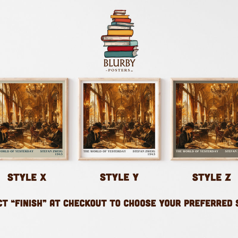 The World of Yesterday literary print in frame leaning in hallway – memoir wall art