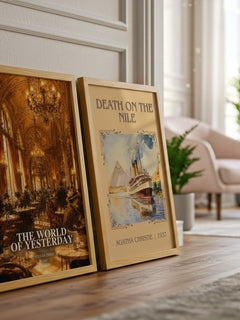The World of Yesterday watercolour print framed by window – literary home decor