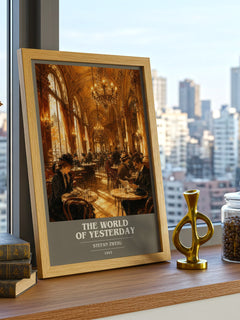 The World of Yesterday book cover print framed by window – literary home decor