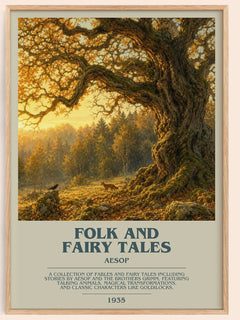 Folk and fairy tales bookish book poster by Aesop – framed literary art print