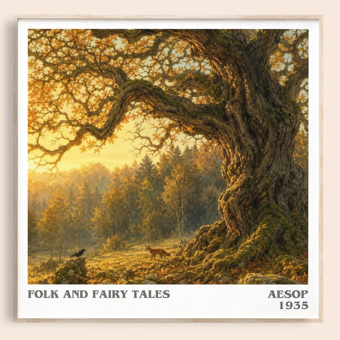 Folk and fairy tales literary book poster by Aesop – framed literary art print
