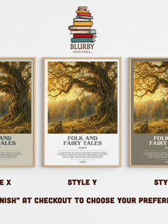 Folk and fairy tales bookish print in frame leaning in hallway – childrens wall art
