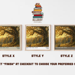 Folk and fairy tales literary print in frame leaning in hallway – childrens wall art