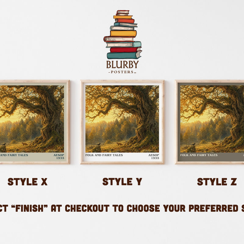 Folk and fairy tales literary print in frame leaning in hallway – childrens wall art