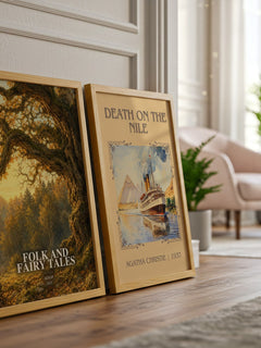 Folk and fairy tales watercolour print framed by window – literary home decor