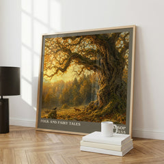 Folk and fairy tales literary print framed by window – literary home decor