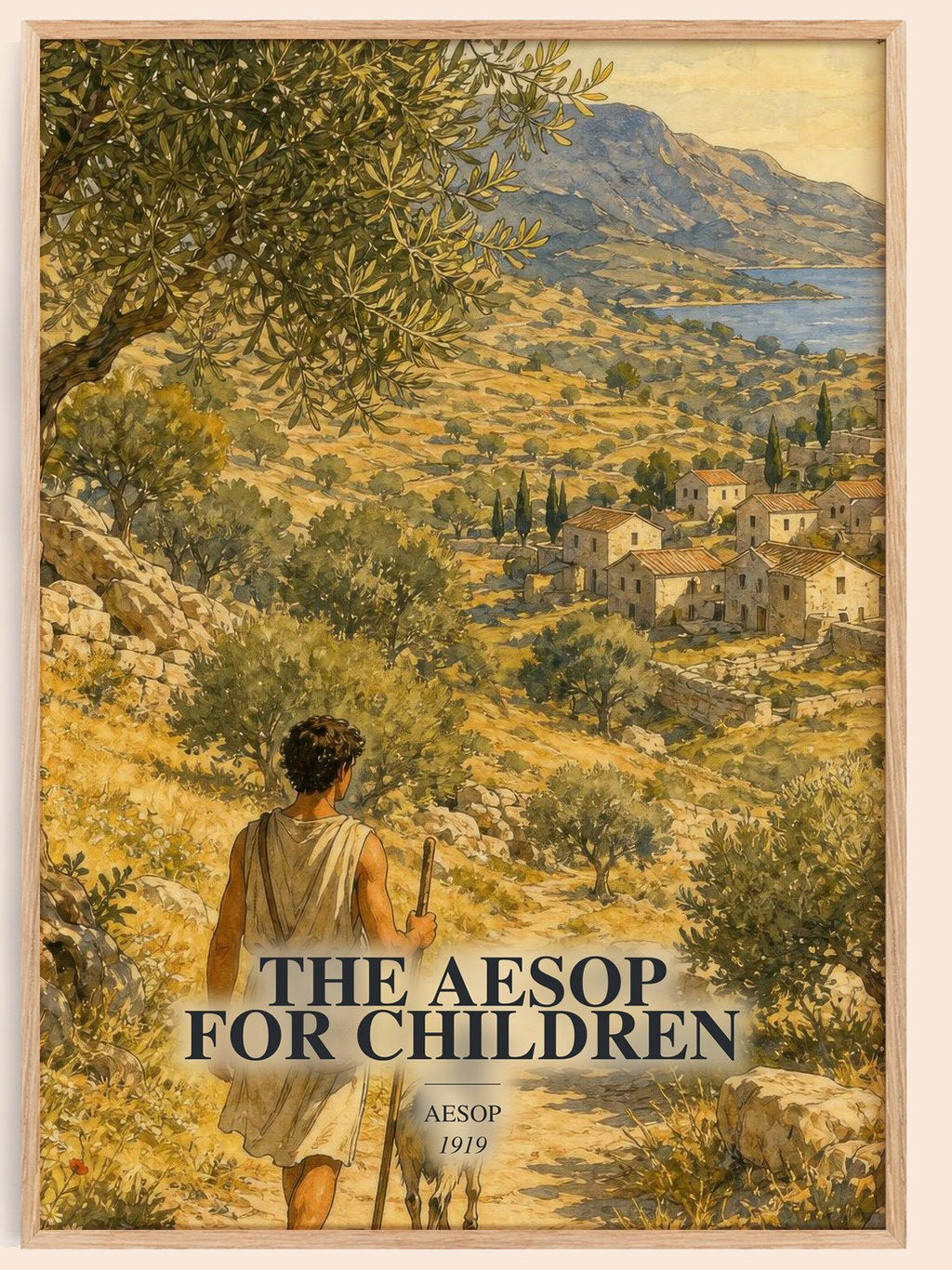 The Aesop for children watercolour book poster by Aesop – framed literary art print