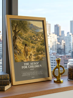 The Aesop for children bookish print framed by window – literary home decor