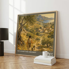 The Aesop for children literary print framed by window – literary home decor