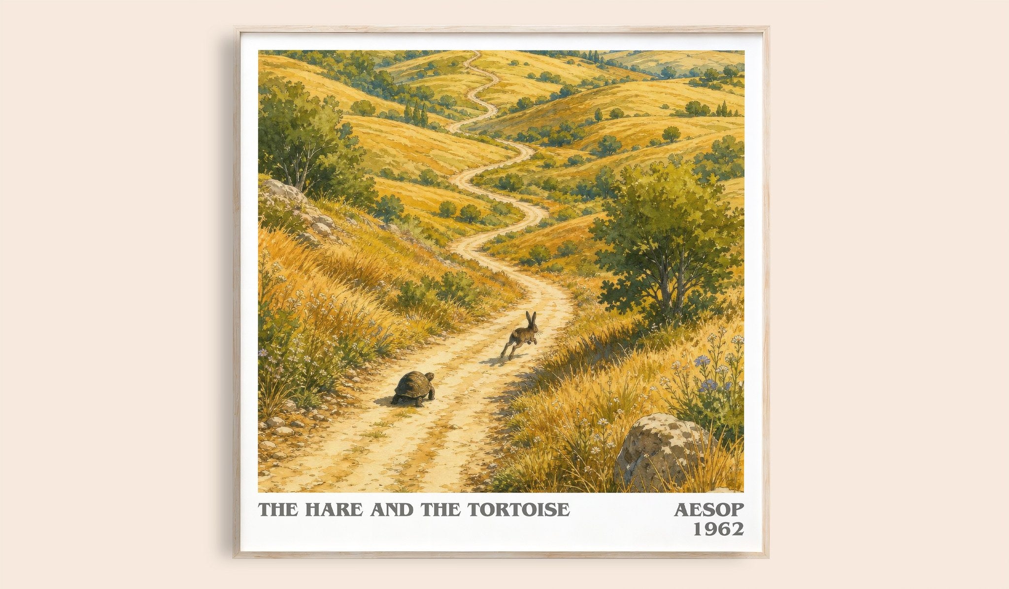 The hare and the tortoise Literary Art Print by Aesop