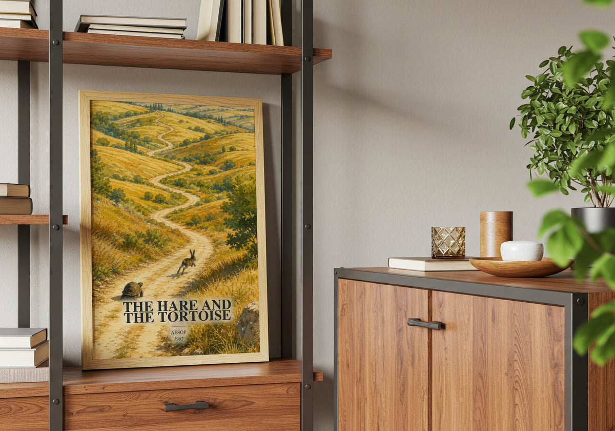 The hare and the tortoise book watercolour illustration paper finish options – matte satin gloss