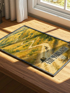 The hare and the tortoise watercolour book poster framed on wall – childrens wall art