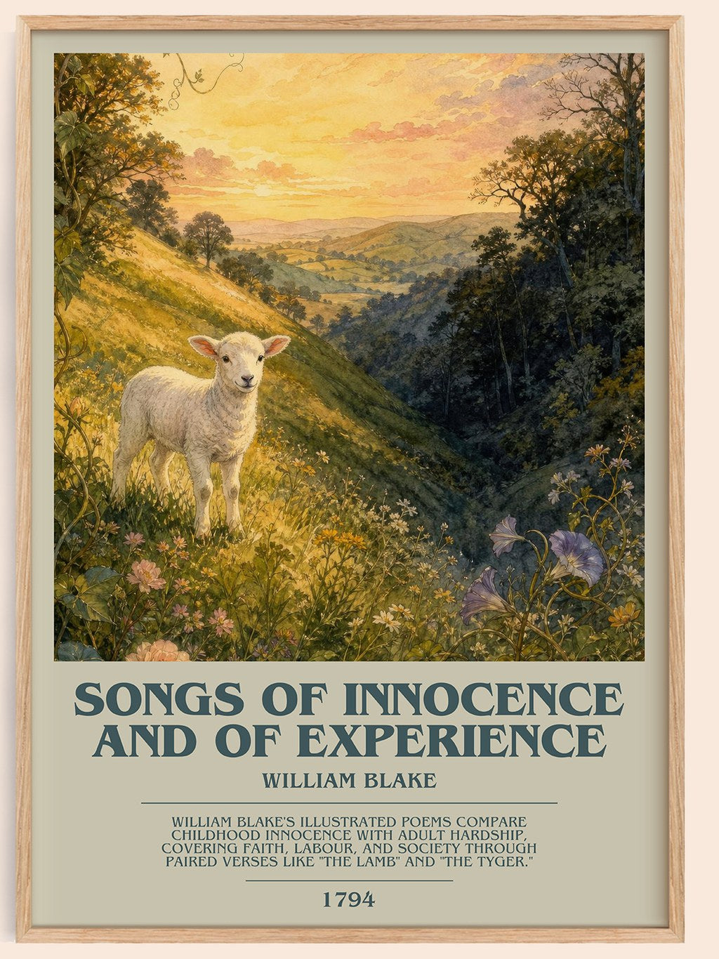 Songs of innocence and of experience bookish book poster by William Blake – framed literary art print