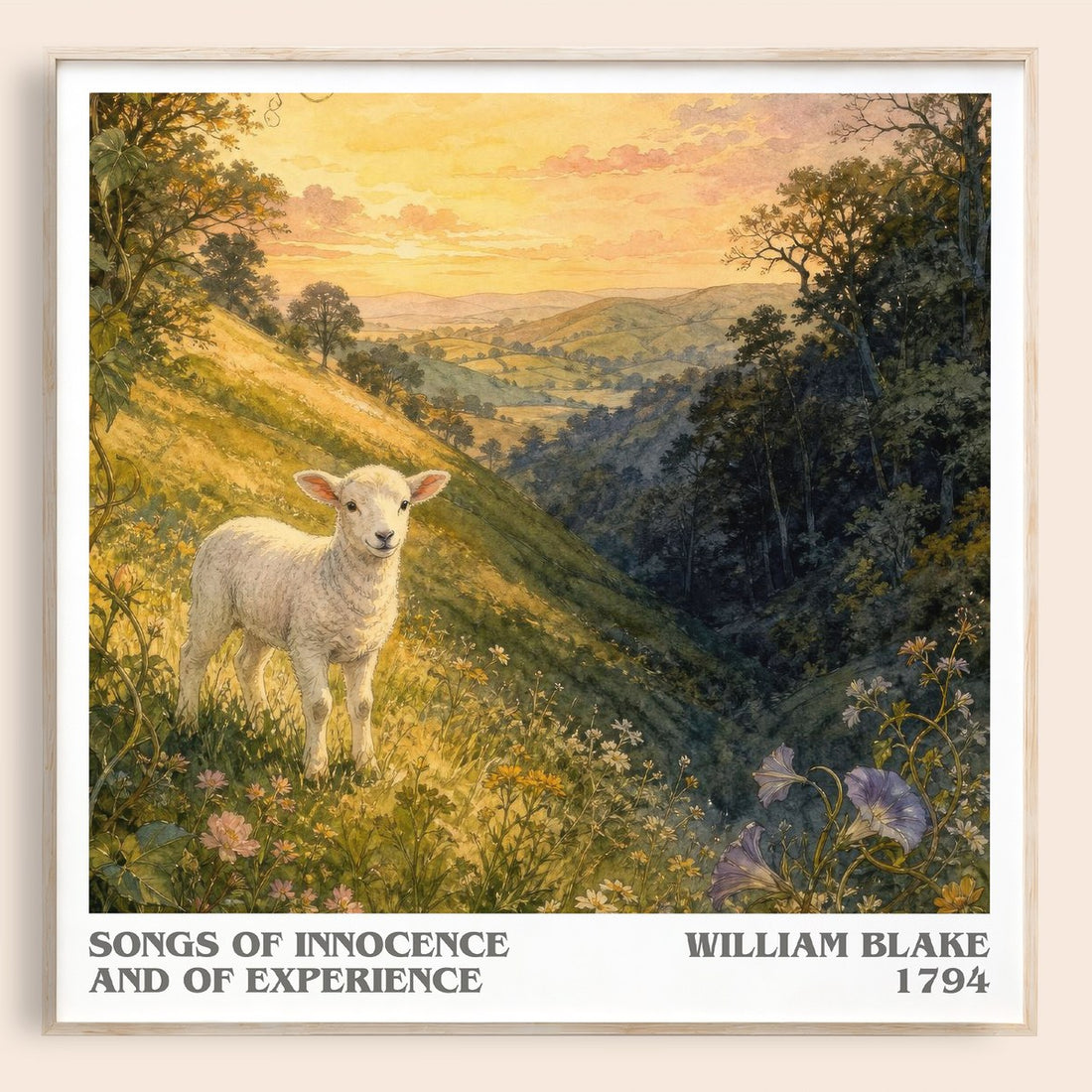 Songs of innocence and of experience literary book poster by William Blake – framed literary art print