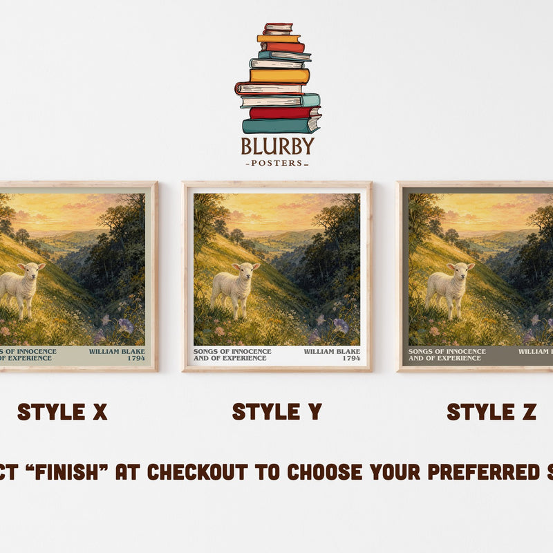 Songs of innocence and of experience literary print in frame leaning in hallway – poetry wall art