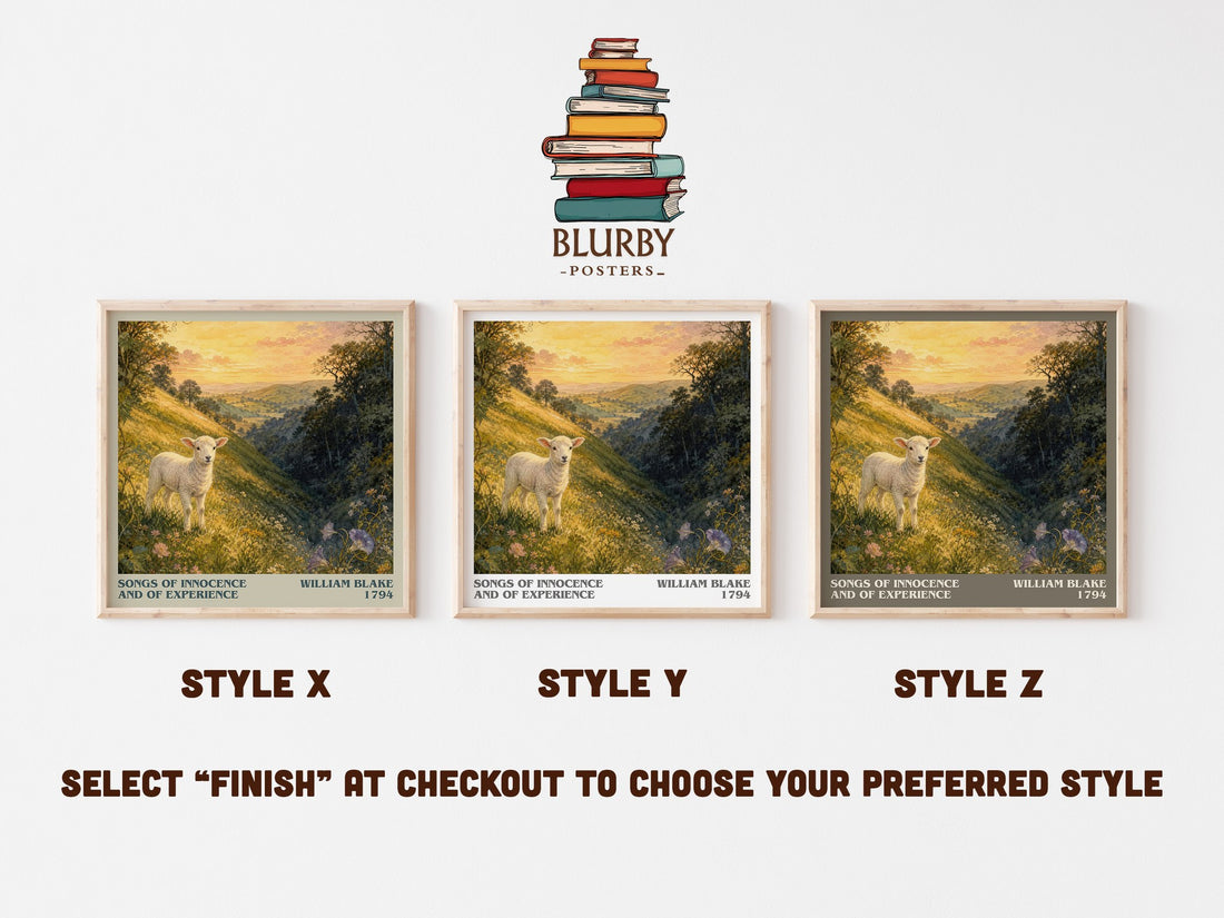 Songs of innocence and of experience literary print in frame leaning in hallway – poetry wall art (mockup)