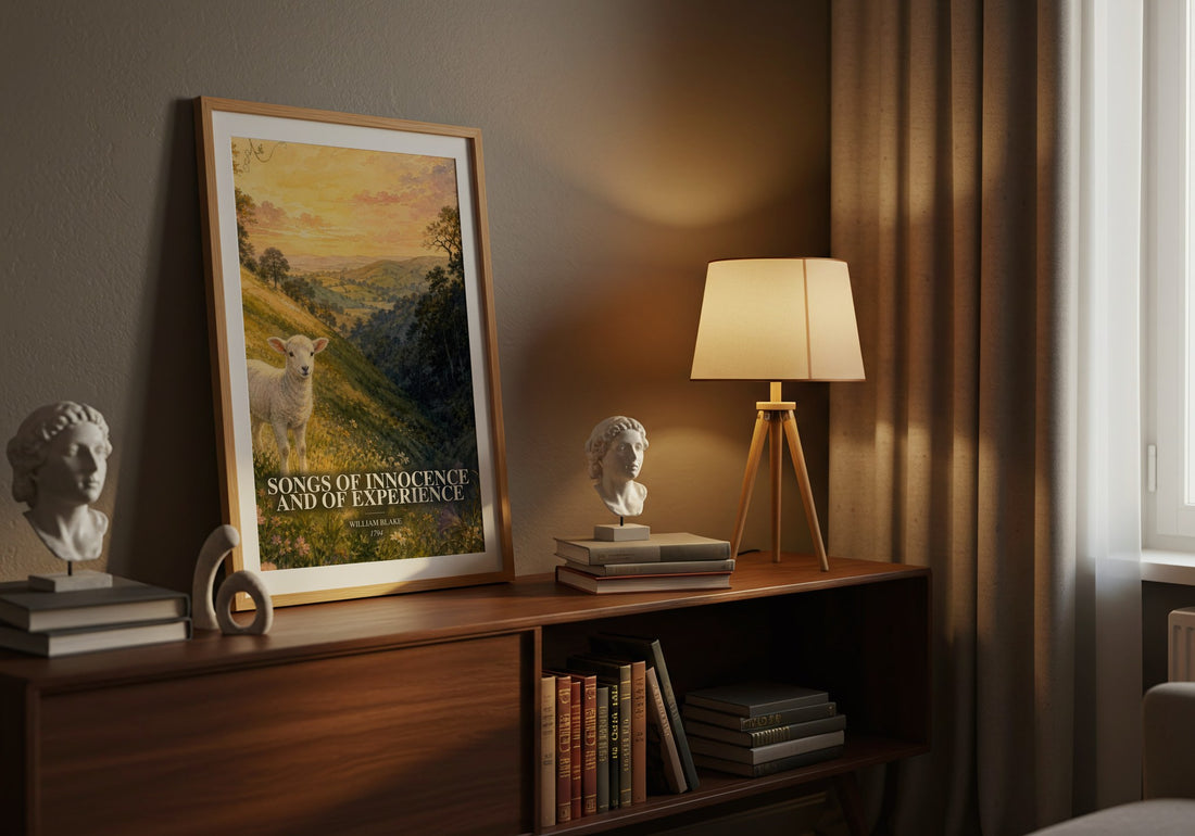 Songs of innocence and of experience watercolour print on bookshelf – William Blake fan gift