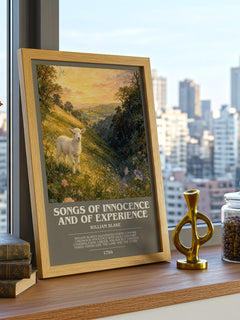 Songs of innocence and of experience bookish print framed by window – literary home decor