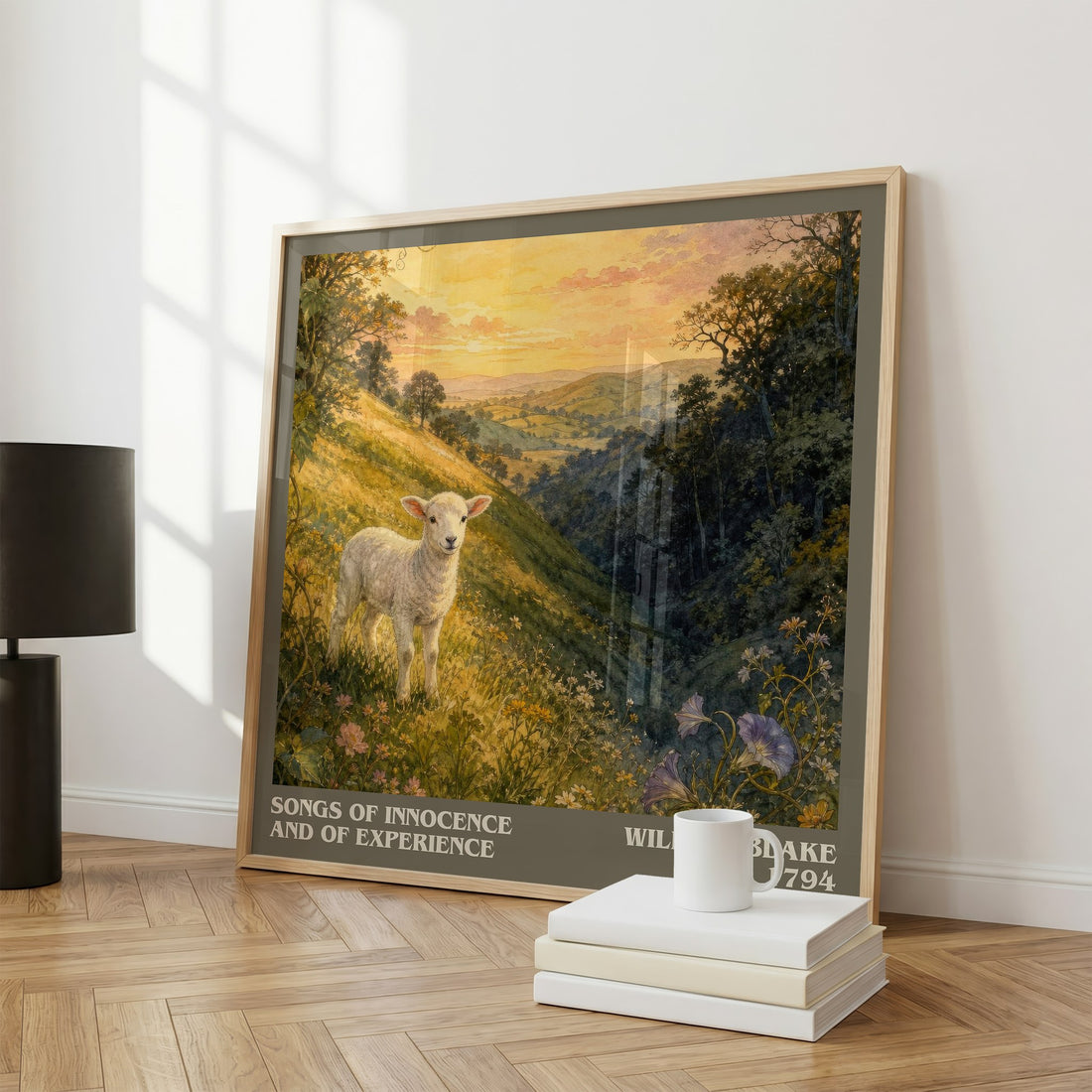 Songs of innocence and of experience literary print framed by window – literary home decor