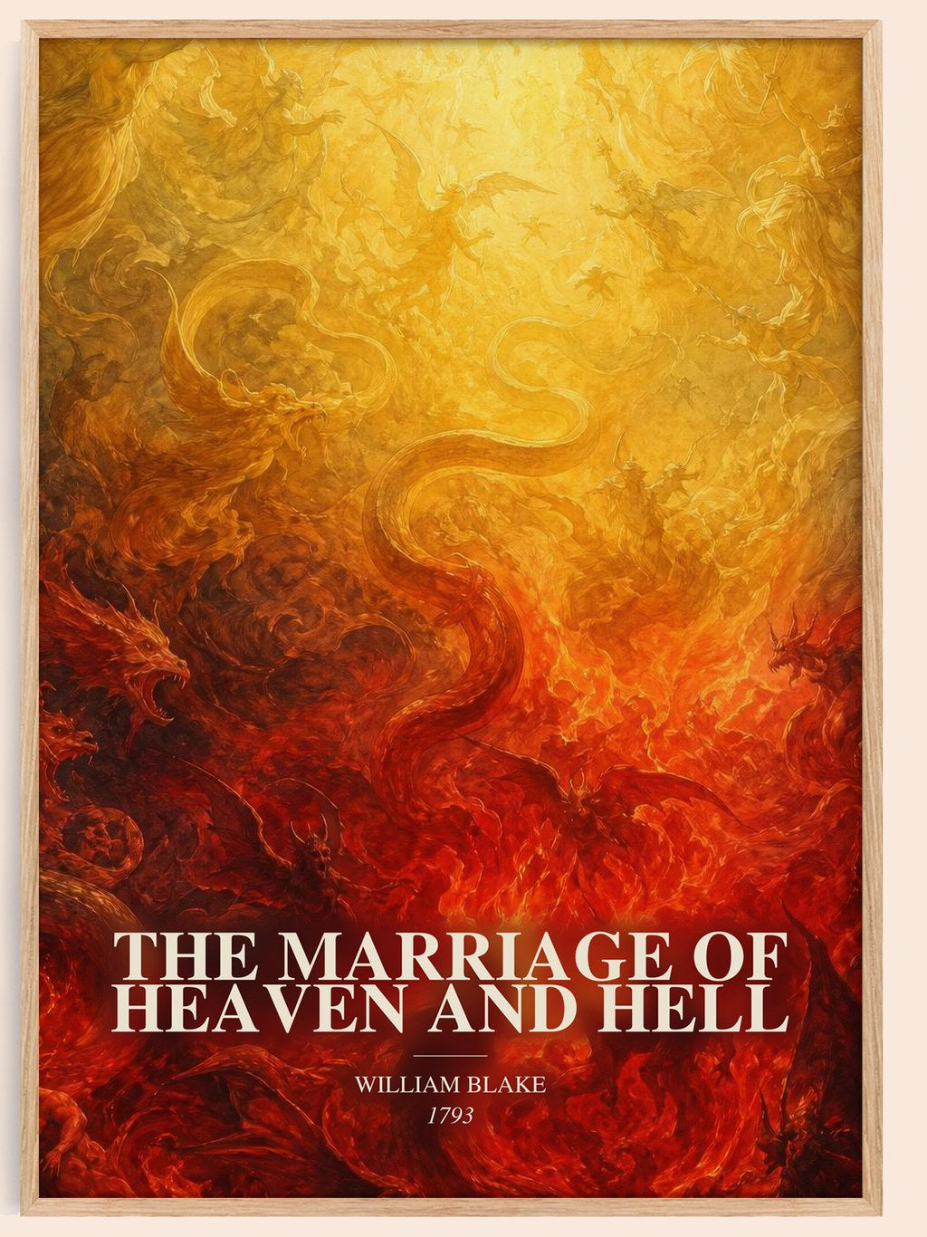 The marriage of Heaven and Hell watercolour book poster by William Blake – framed literary art print