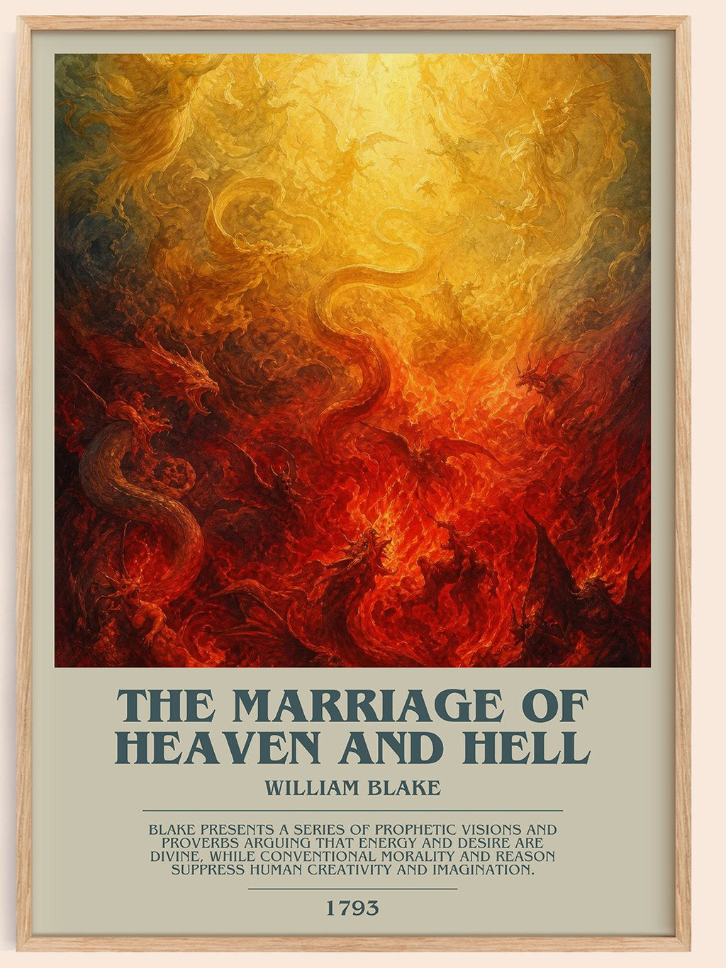The marriage of Heaven and Hell bookish book poster by William Blake – framed literary art print