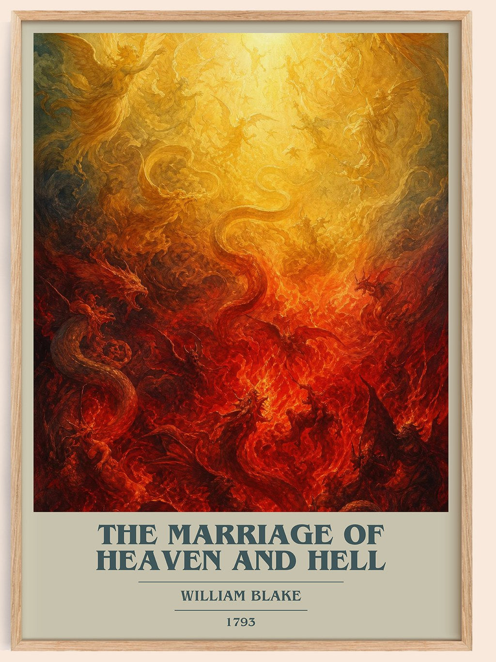 The marriage of Heaven and Hell book cover book poster by William Blake – framed literary art print