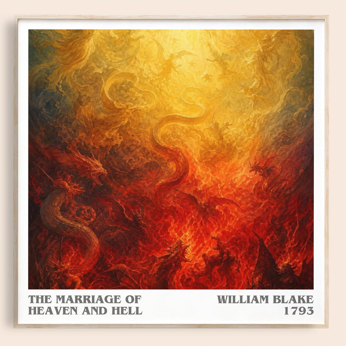 The marriage of Heaven and Hell literary book poster by William Blake – framed literary art print