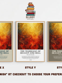 The marriage of Heaven and Hell bookish print in frame leaning in hallway – poetry wall art