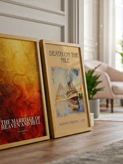 The marriage of Heaven and Hell watercolour print framed by window – literary home decor