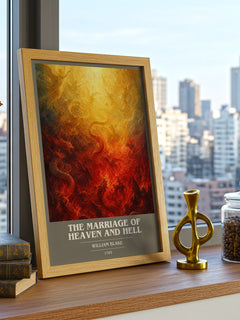 The marriage of Heaven and Hell book cover print framed by window – literary home decor