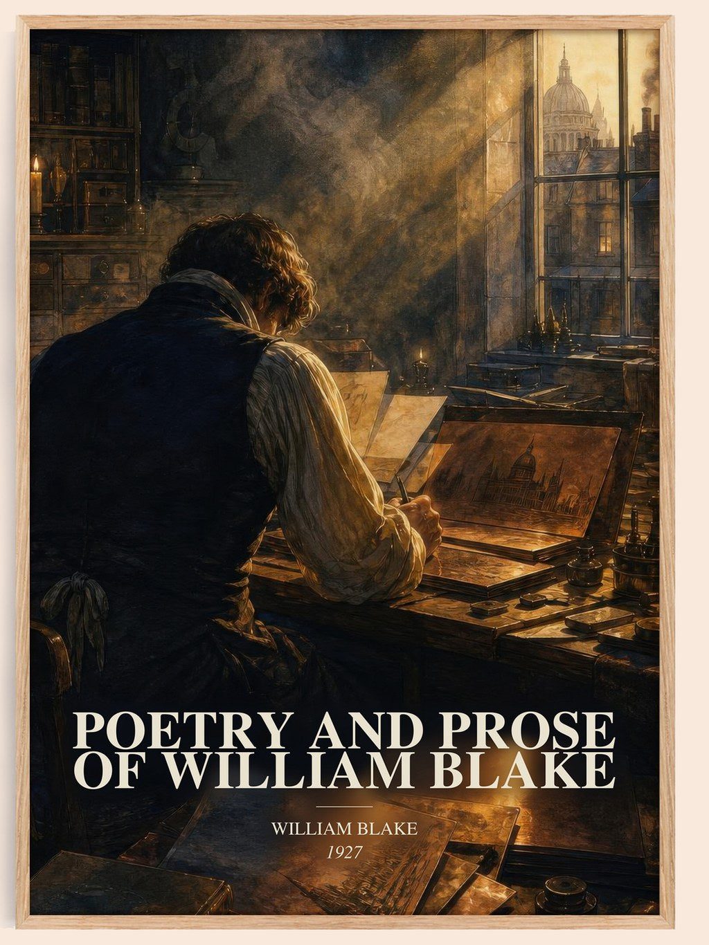 Poetry and prose of William Blake watercolour book poster by William Blake – framed literary art print