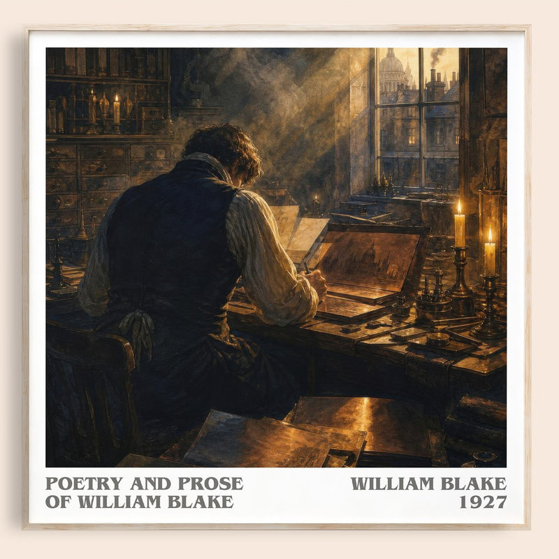 Poetry and prose of William Blake literary book poster by William Blake – framed literary art print
