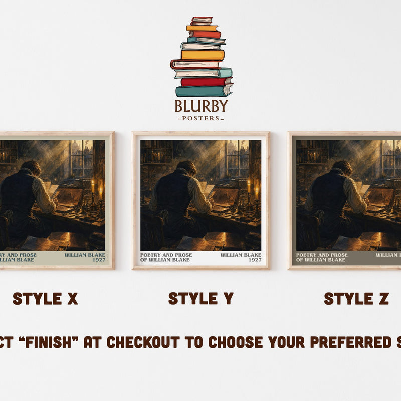 Poetry and prose of William Blake literary print in frame leaning in hallway – poetry wall art