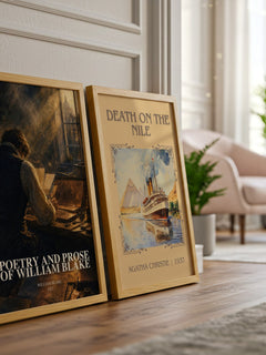 Poetry and prose of William Blake watercolour print framed by window – literary home decor